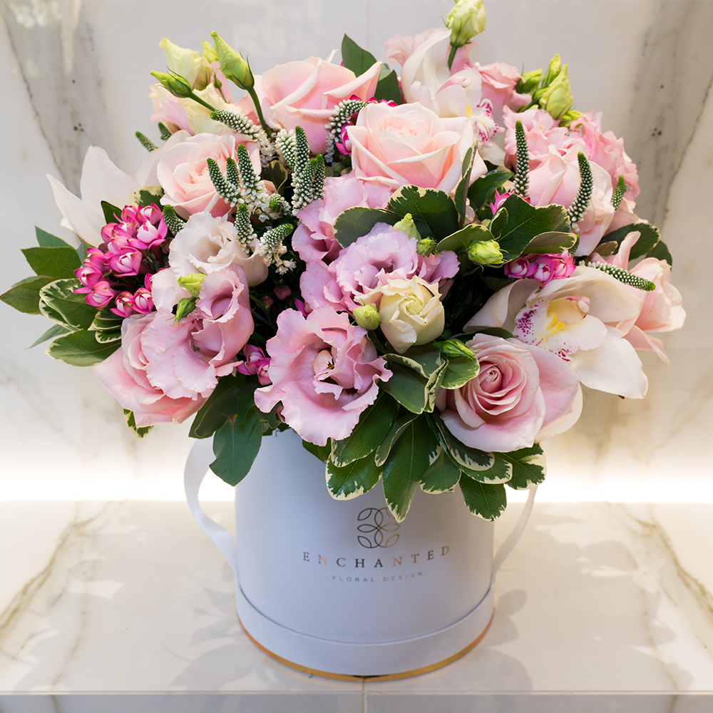 Pretty In Pink - Hat Box - Enchanted Floral Design Pretty In Pink - Hat Box - Enchanted Floral Design