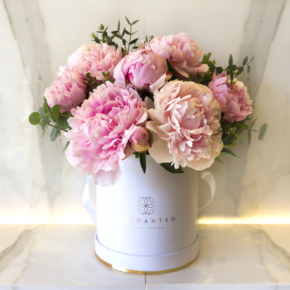 Pink Peony - Hat Box - Enchanted Floral Design Pink Peony - Hat Box - Enchanted Floral Design